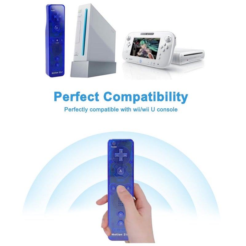 LACTIVX Wii Remote Controller Motion Plus 2 Pack with Silicone Case and Wrist Strap - Remote Controller for Wii U with Built in Motion Plus (Clear Red and Clear Blue) - Image 3